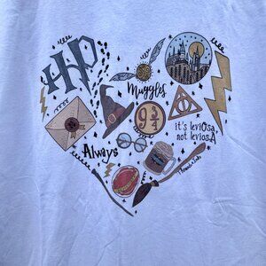Halloween Tee Shirt HP Wizard Heart Large White Bella Canvas